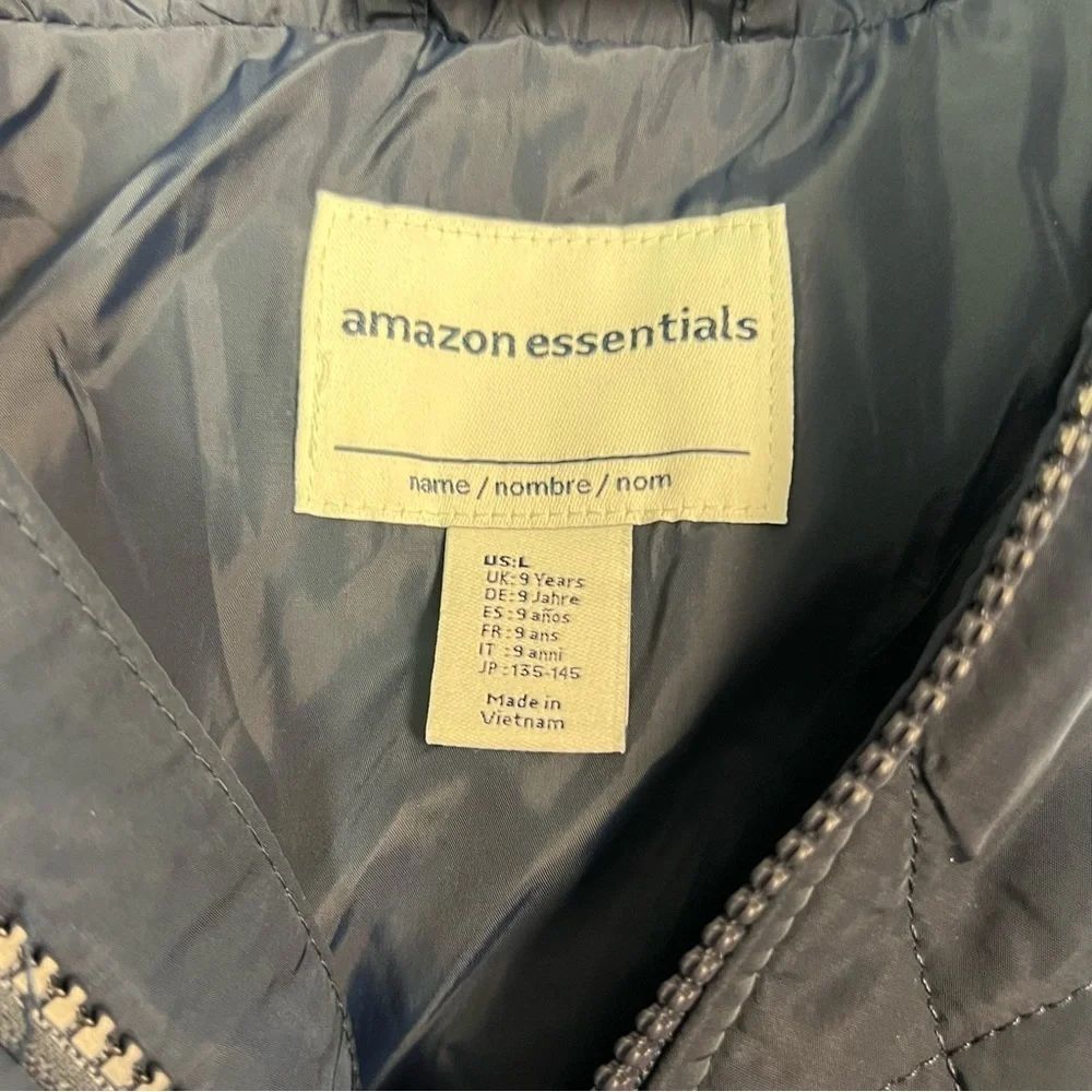 Amazon Essentials Kids Dark Blue Quilted Jacket L